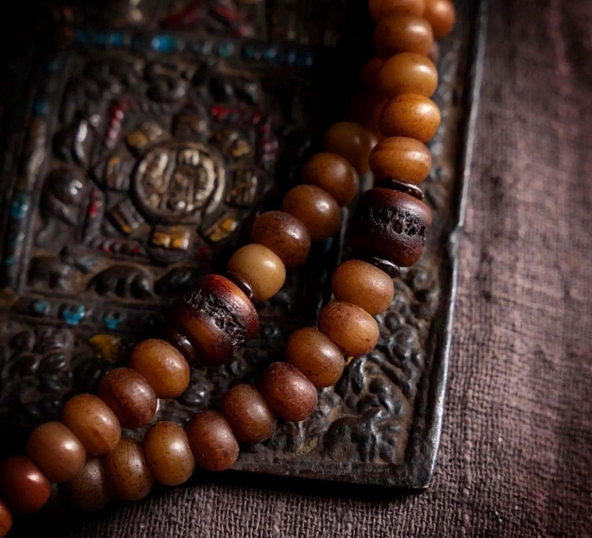 Handcrafted Yak Bone Mala Bracelet: Tibetan Prayer Beads, Spiritual Jewelry