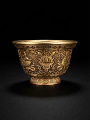 Handcrafted Brass Offering Bowl, Tibetan Buddhist Copper Altar Cup, for Rituals Meditation