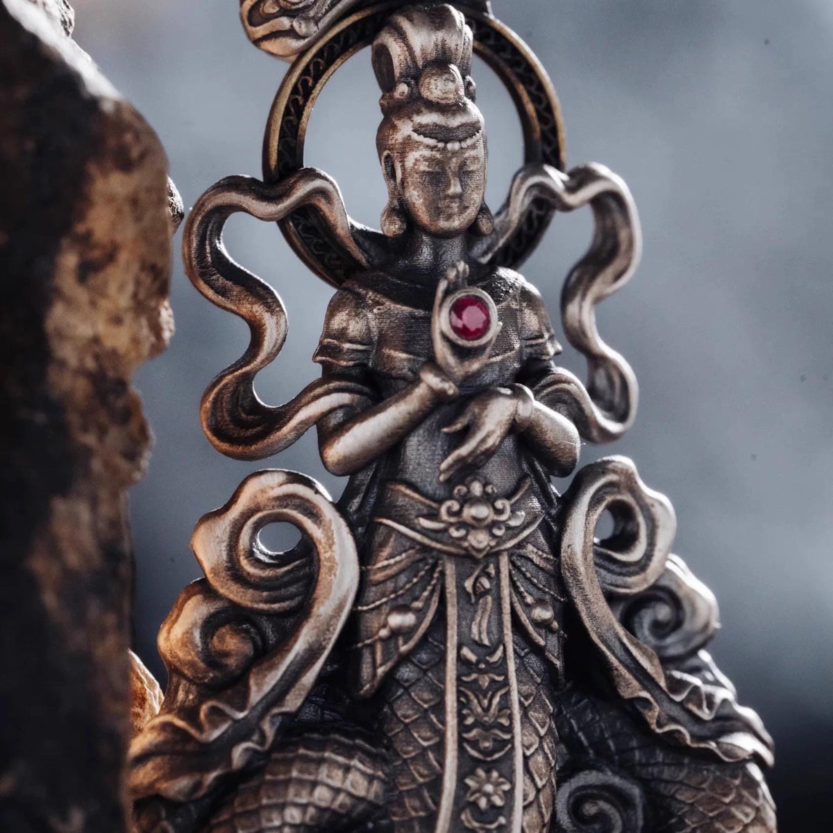 Original Nuwa Empress Pendant Necklace, S925 Sterling Silver Chinese Goddess Jewelry, Mythological Art Charm
