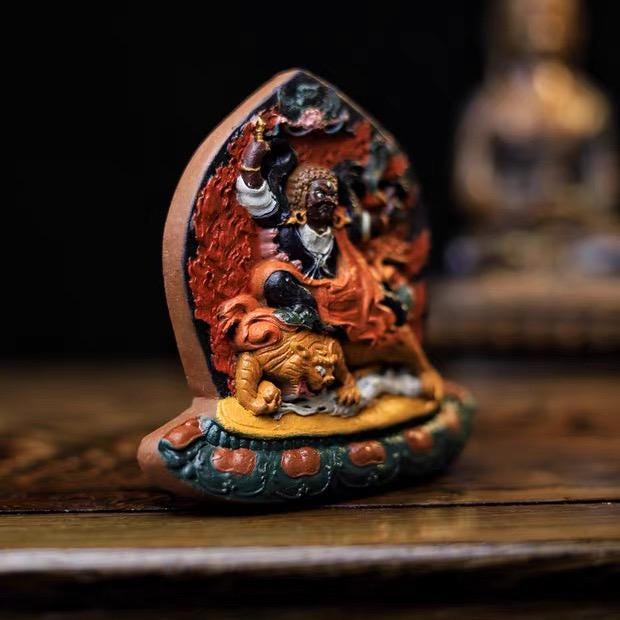 Tibetan Tsa Tsa Guru Dragpo Statue: Handmade Sacred Clay Amulet from Jonang Dzambala, Consecrated with Thousands of Holy Relics