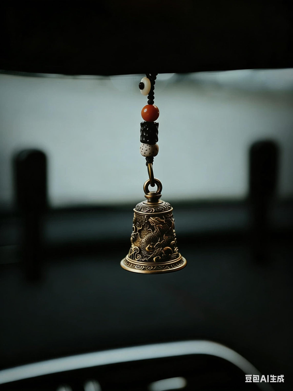 Brass Dragon Bell Pendant: Tibetan Buddhist Amulet Necklace