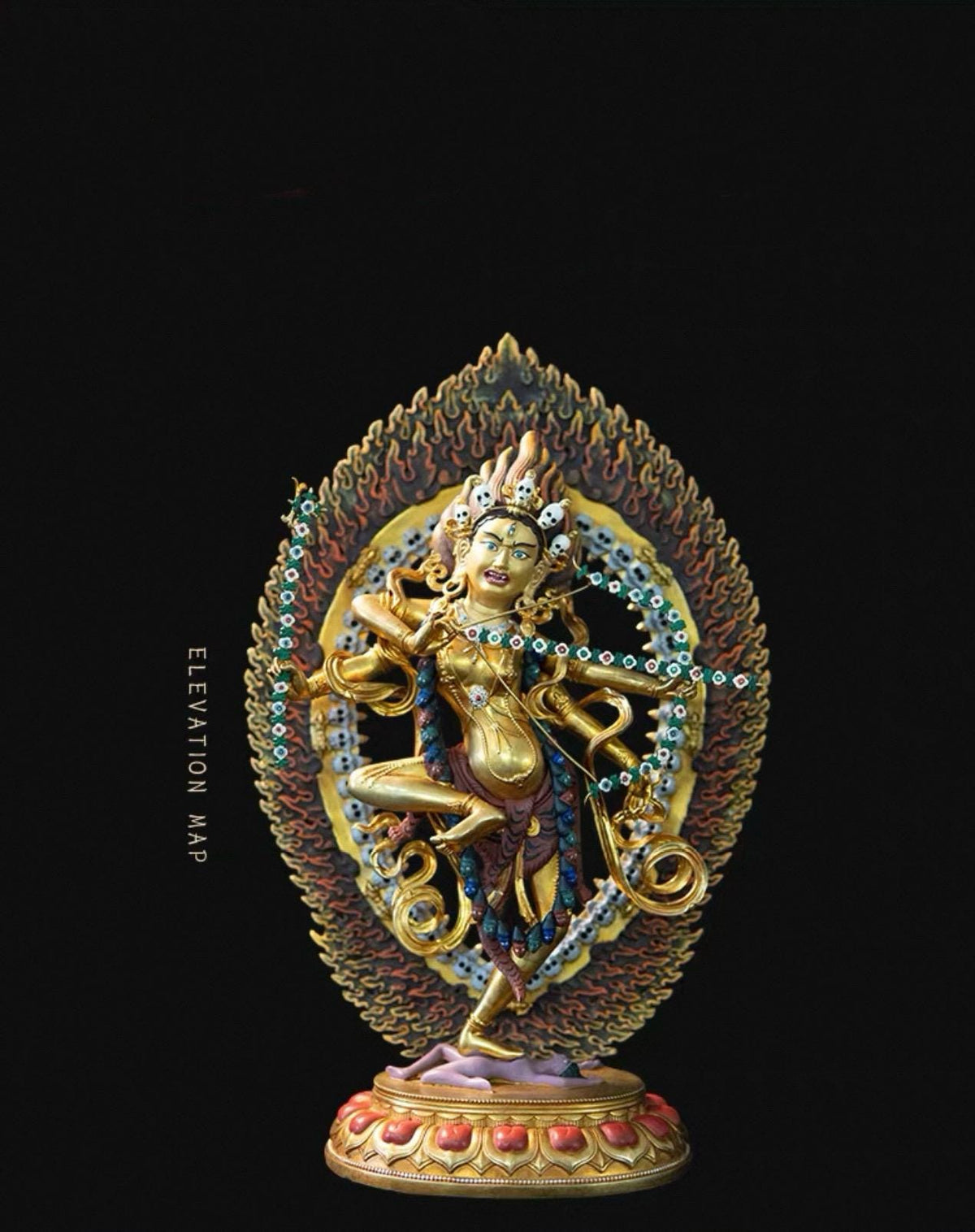 Handmade Painted Kurukulla Statue, Nepali Tibetan Tantric Buddhism Art, Pure Copper Hand Engraved Kurukulla Goddess, Vajrayana Altar Decor