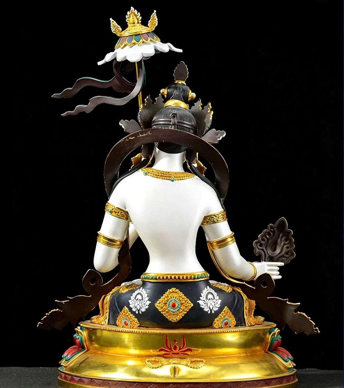 Sitatapatra Statue: Large White Umbrella Goddess Copper Buddha, Exquisite Hand-Painted Finish, Buddhist Ritual Home Altar Decor, Protective