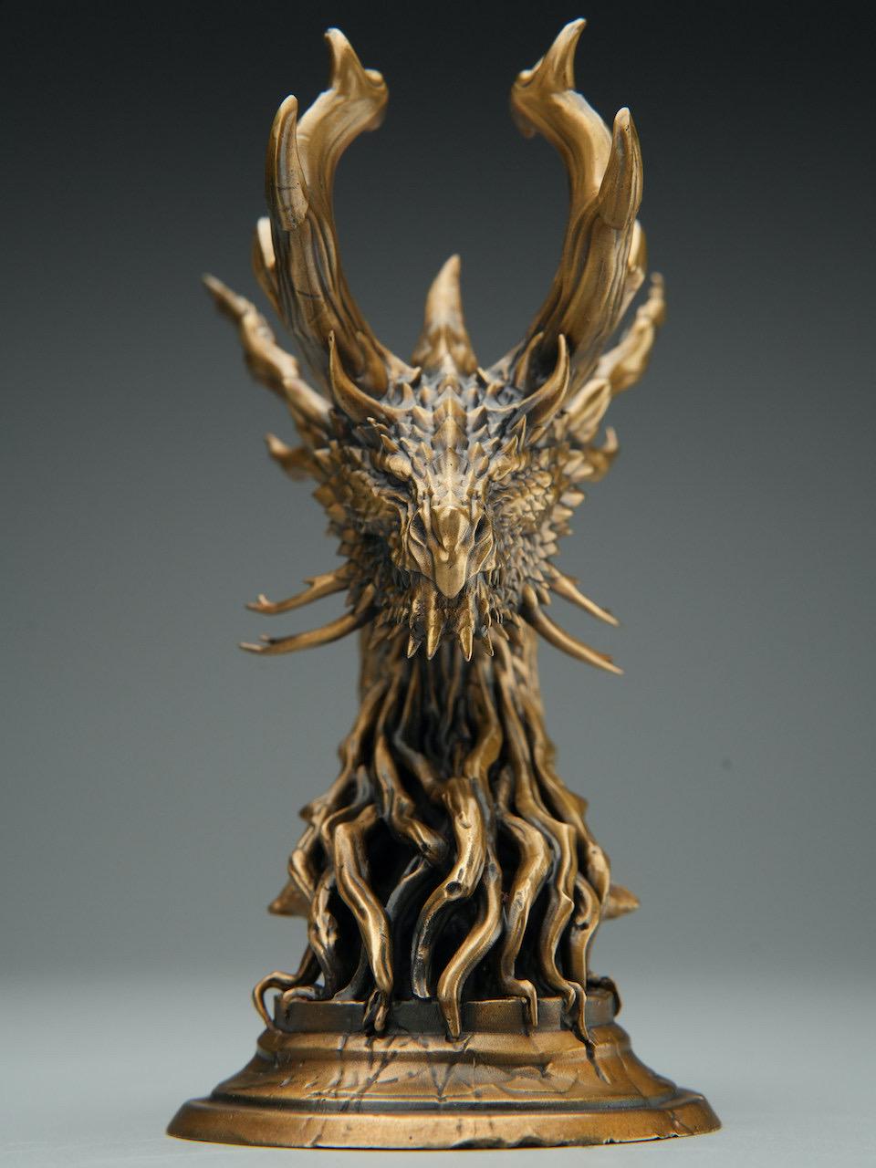 Bronze Precision Crafted Forest Dragon Figurine, Mythical Dragon Statue Model, Fantasy Creature Art Toy Doll, Desk Paperweight, Pocket Hand