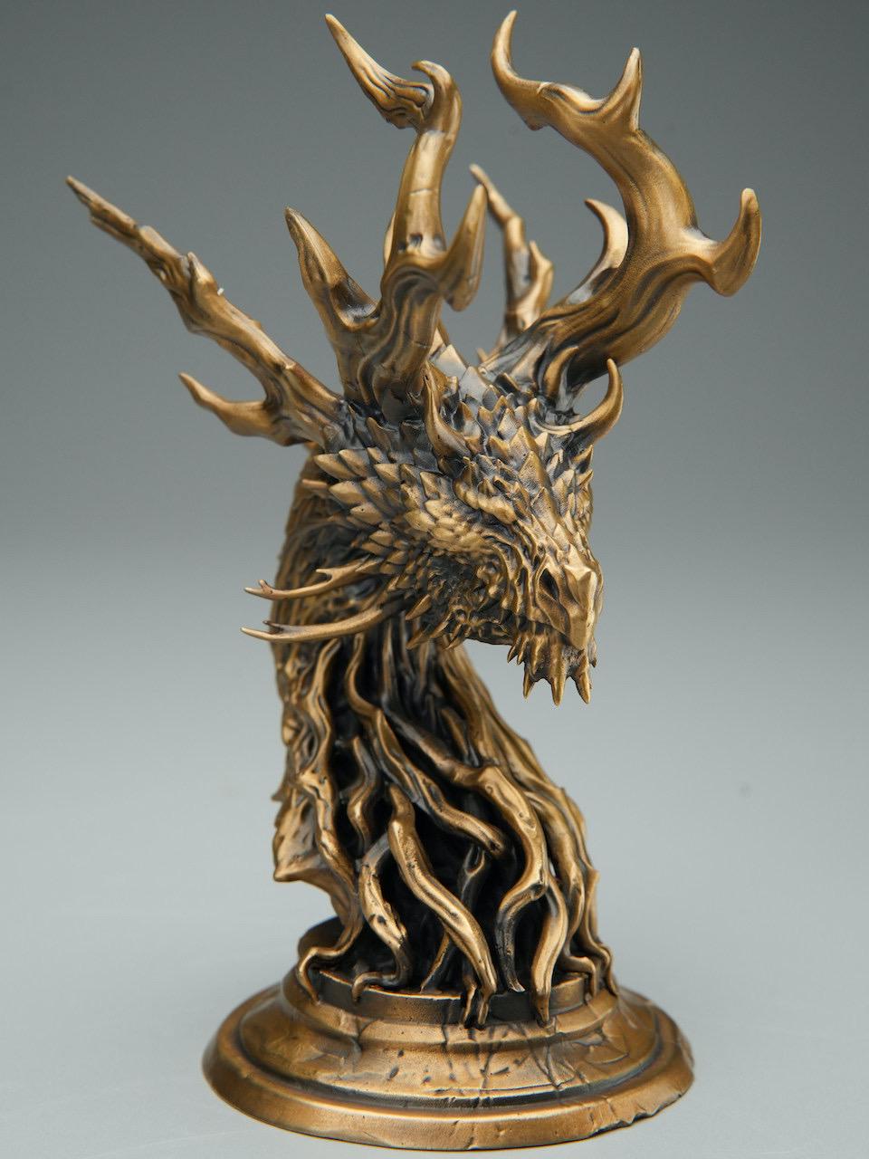 Bronze Precision Crafted Forest Dragon Figurine, Mythical Dragon Statue Model, Fantasy Creature Art Toy Doll, Desk Paperweight, Pocket Hand