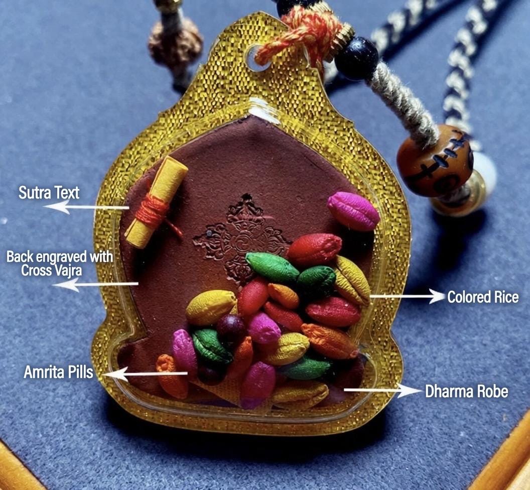 Vajrakilaya Thangka Pendant, Multi Color Splice Medicine Clay Tsa Tsa Necklace, Tibetan Buddhist Amulet Gau Box, Phurba Talisman Jewelry