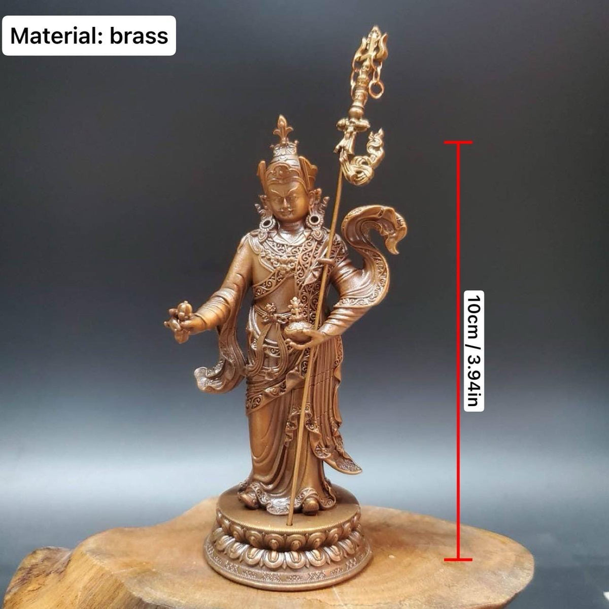 Padmasambhava Statue, Solid Brass Standing Guru Rinpoche, Nepalese Tibetan Buddhist Altar Sculpture, Himalayan Art Home Shrine Decor