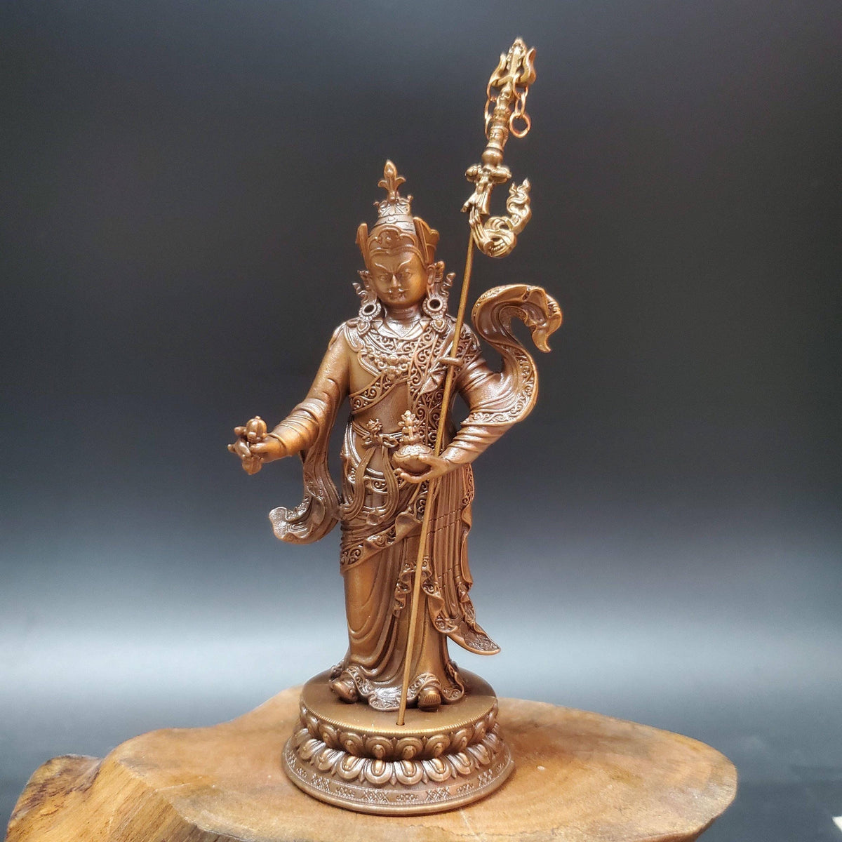 Padmasambhava Statue, Solid Brass Standing Guru Rinpoche, Nepalese Tibetan Buddhist Altar Sculpture, Himalayan Art Home Shrine Decor