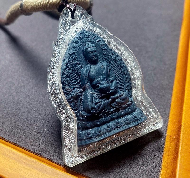 Medicine Buddha Thangka Pendant, Tibetan Medicine Tsa Tsa Ghau Box Necklace, Buddhist Protection Amulet, Vintage Himalayan Spiritual Jewelry