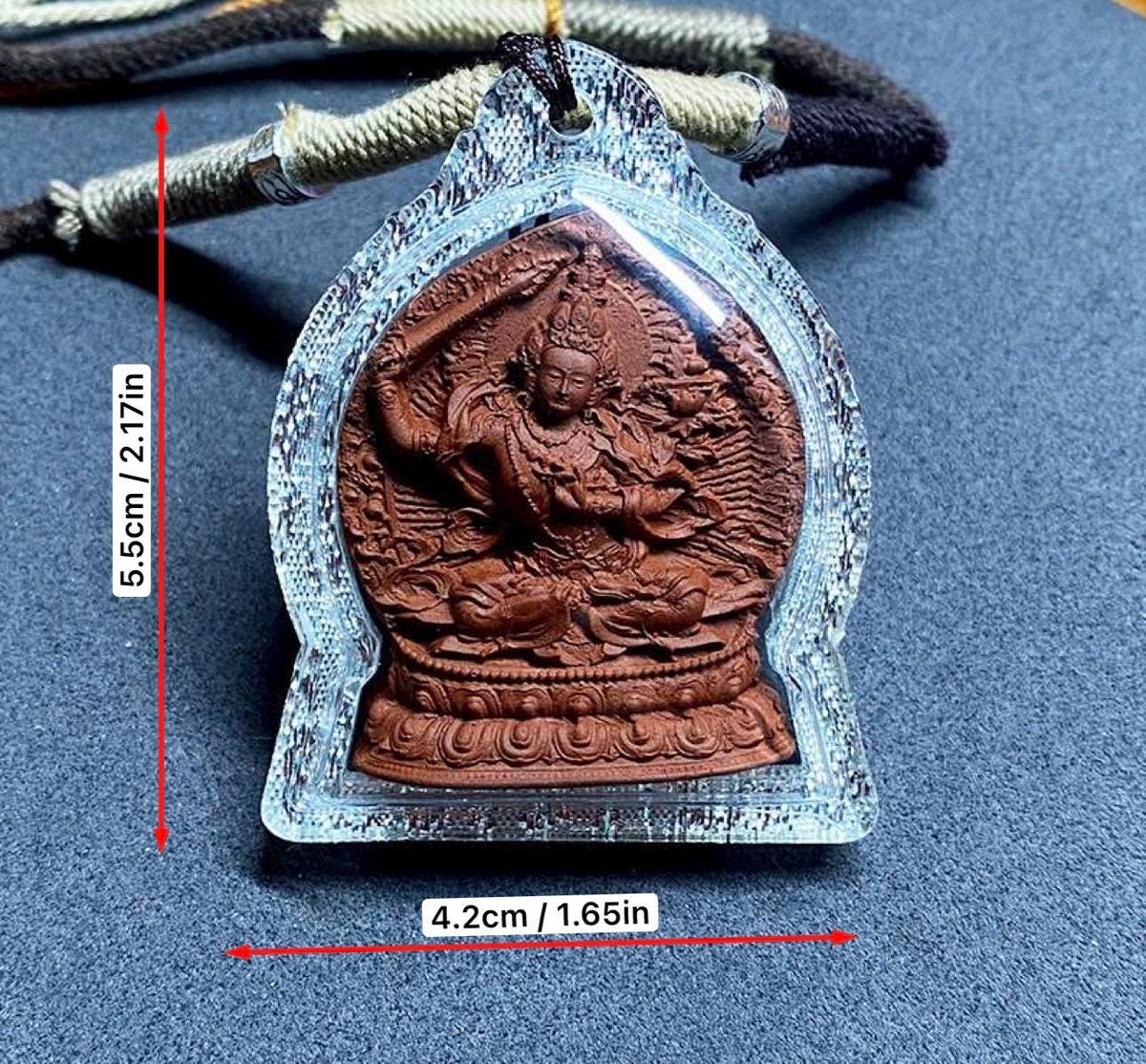Medicinal Tsa Tsa Manjushri Pendant, Tibetan Antique Gau Box Necklace, Sacred Buddhist Amulet, Wisdom Bodhisattva Talisman, Spiritual Gift