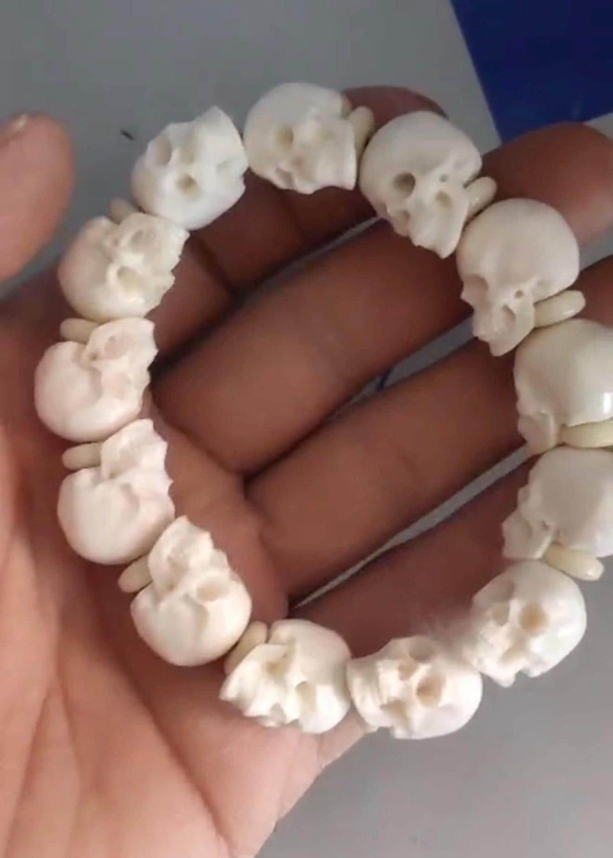 Handcrafted Tibetan Skull Mala Bracelet Camel Bone Amulet Beads