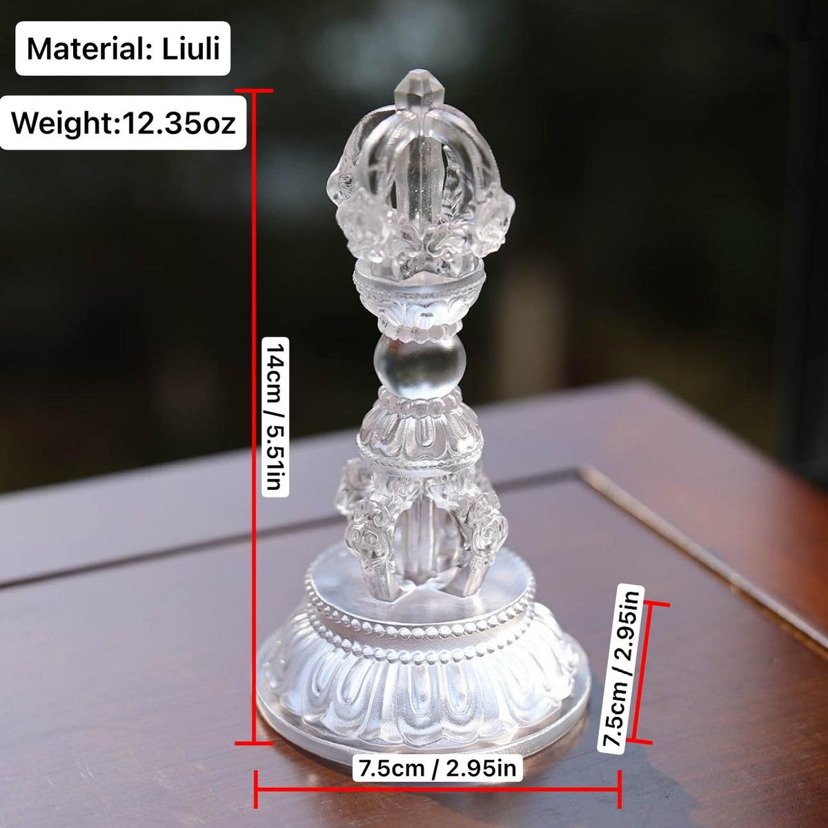 Liuli Vajra Pestle with Lotus Base, Chinese Buddhist Altar Decor, Colored Glaze Dorje Phurba, Feng Shui Meditation Ornament