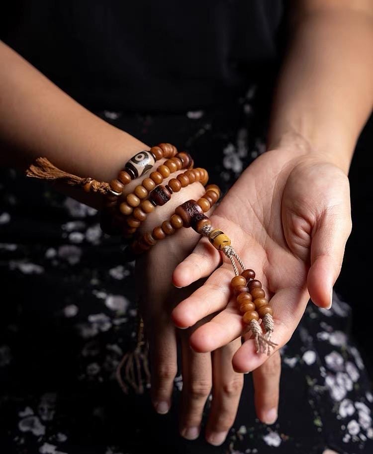 Yak Bone Mala Bracelet, 108 Prayer Beads Necklace, Tibetan Buddhist Gift