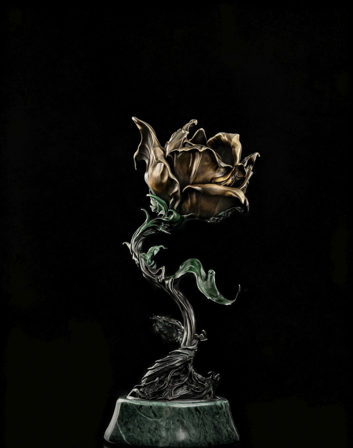 Antique Bronze & 925 Sterling Silver Rose Incense Burner, Luxury Rose Sculpture Home Decor, Aesthetic Incense Cone Holder, Gift for Her