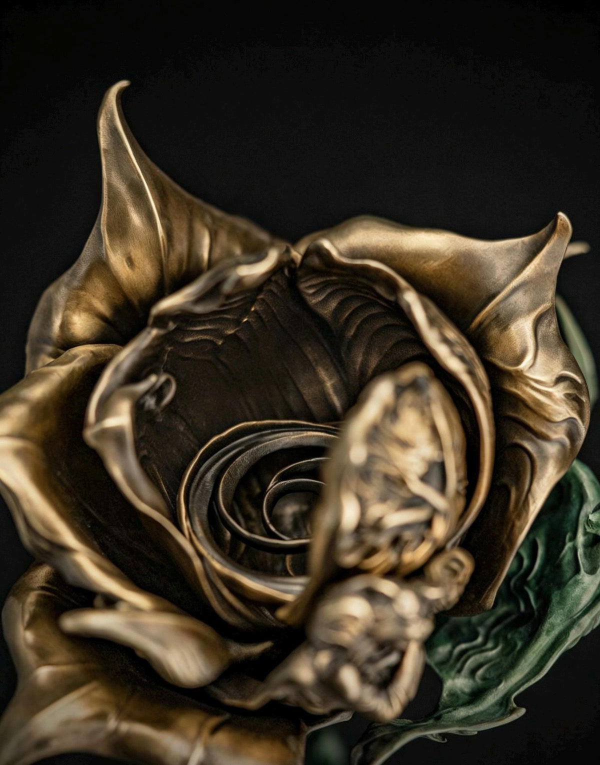 Antique Bronze & 925 Sterling Silver Rose Incense Burner, Luxury Rose Sculpture Home Decor, Aesthetic Incense Cone Holder, Gift for Her