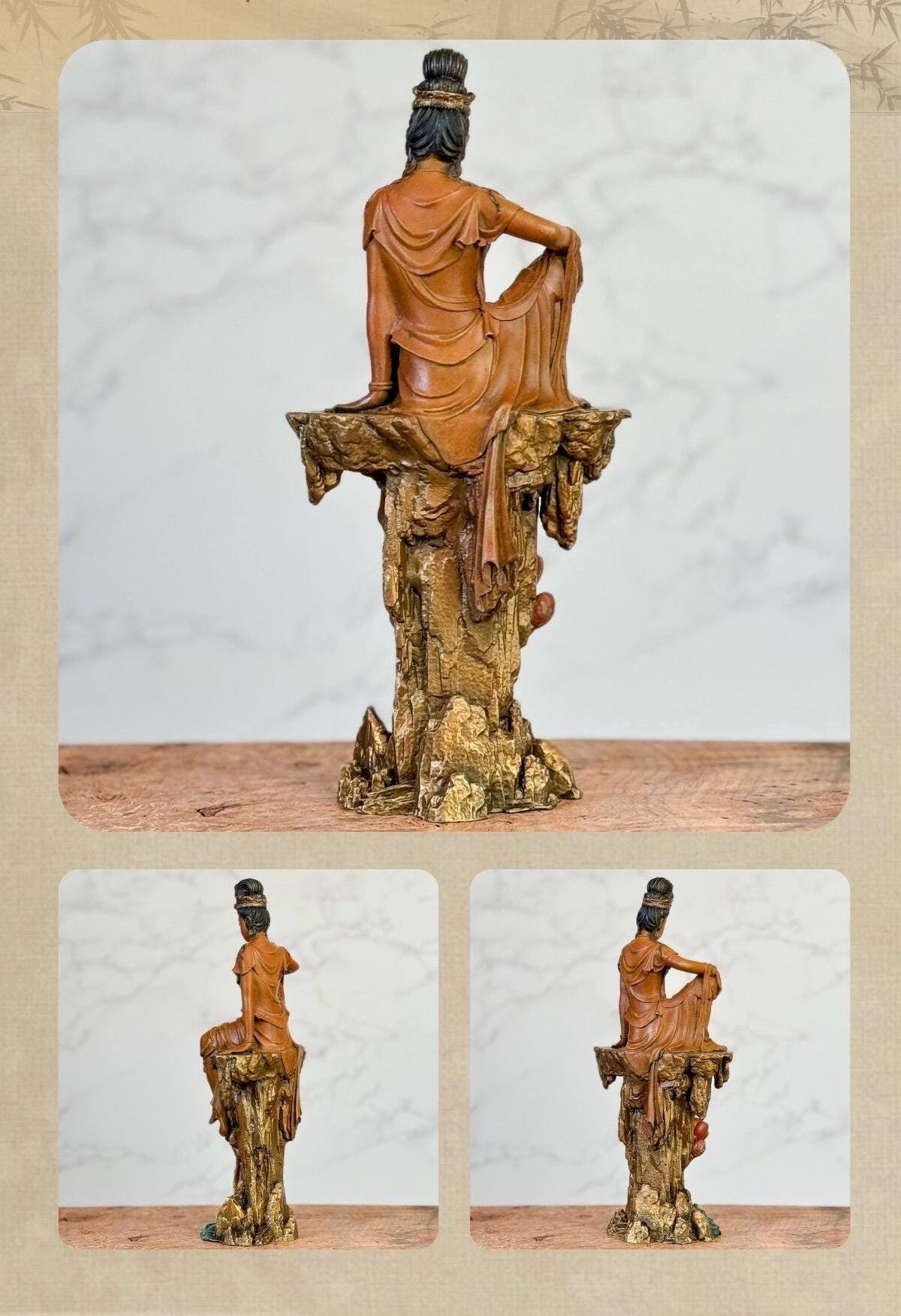 Solid Brass Guanyin Statue, Buddhist Avalokiteshvara Sculpture, Zen Home Decor, Mindfulness Meditation Altar, Feng Shui Gift, Bodhisattva