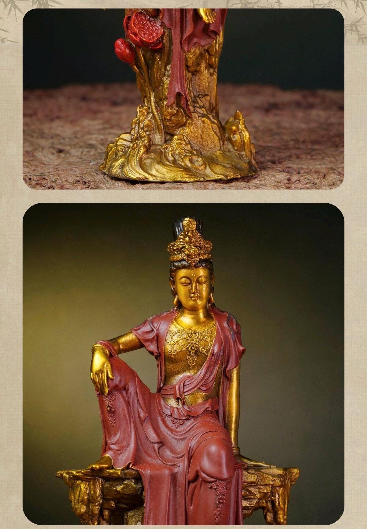 Solid Brass Guanyin Statue, Buddhist Avalokiteshvara Sculpture, Zen Home Decor, Mindfulness Meditation Altar, Feng Shui Gift, Bodhisattva