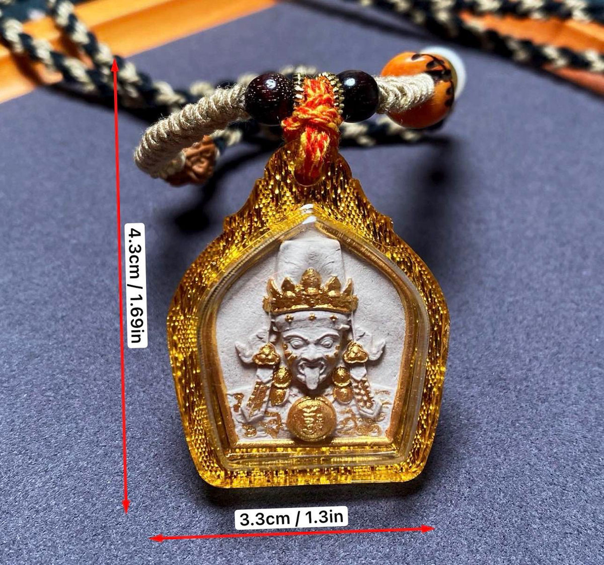 Hand Painted Palden Lhamo Tsa Tsa Pendant, Tibetan Buddhist Holy Ash Medicinal Amulet, Miniature Thangka Necklace, Meditation Protection