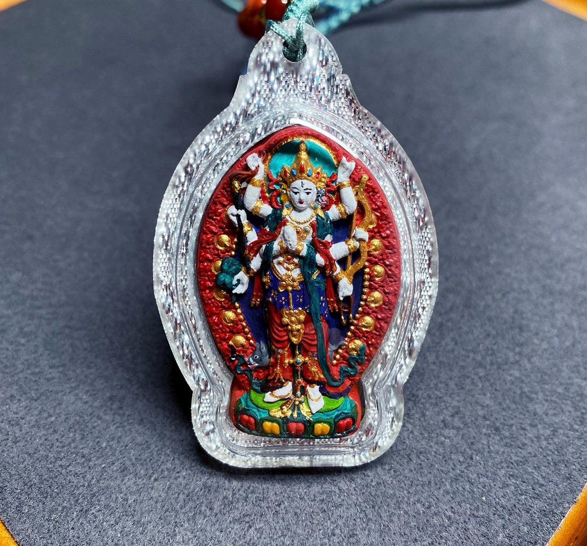 Handpainted Marici Thangka Pendant, Mineral Pigment Tibetan Gau Box Amulet, Sacred Buddhist Talisman, Unique Spiritual Gift for Him Her