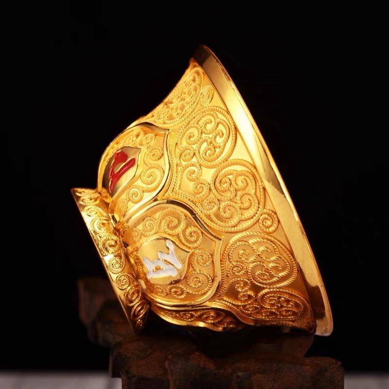 Handcrafted Nepalese Gilded Brass Offering Bowl Tibetan Buddhist Water Cup for Altar Rituals