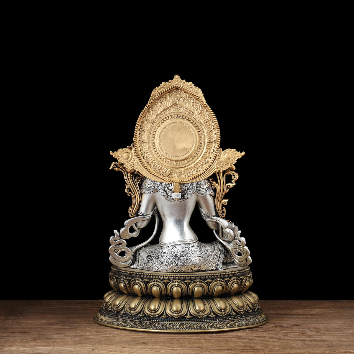 Nepali Green Tara Statue, Silver Plated Gold Gilded Copper Bodhisattva, Tibetan Buddhist Home Altar Decor, White Tara Blessing Sculpture