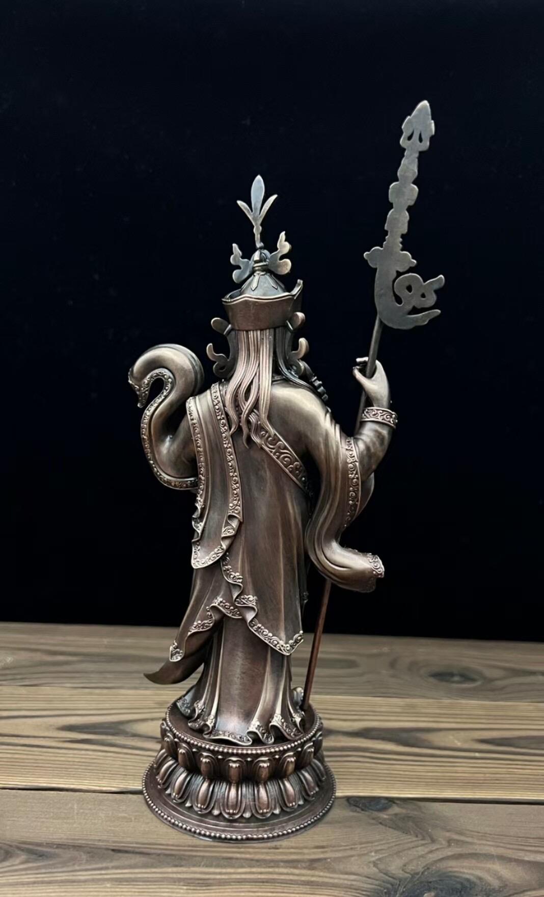 Padmasambhava Statue, Solid Brass Standing Guru Rinpoche, Nepalese Tibetan Buddhist Altar Sculpture, Himalayan Art Home Shrine Decor