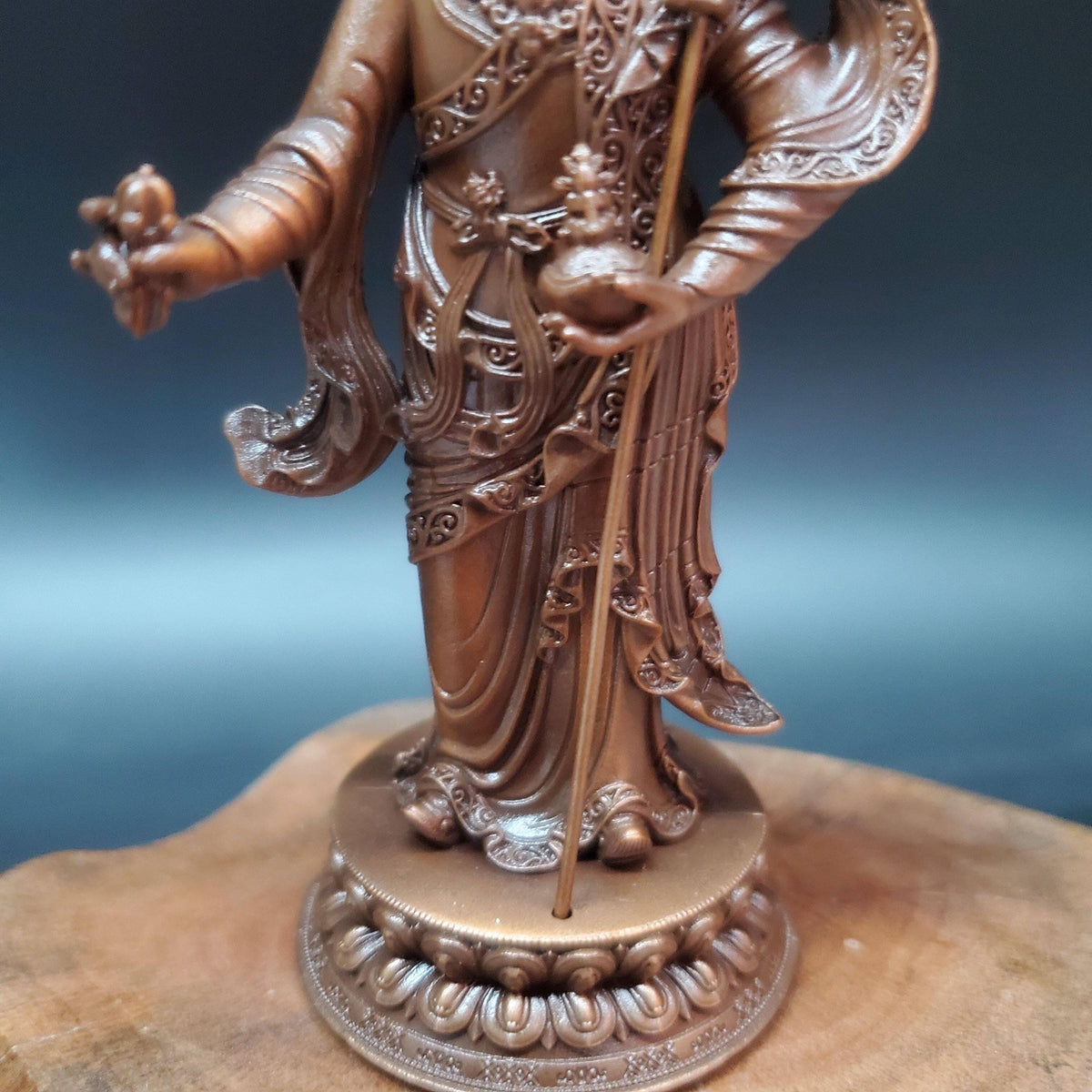 Padmasambhava Statue, Solid Brass Standing Guru Rinpoche, Nepalese Tibetan Buddhist Altar Sculpture, Himalayan Art Home Shrine Decor