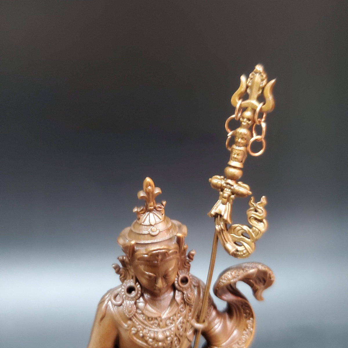 Padmasambhava Statue, Solid Brass Standing Guru Rinpoche, Nepalese Tibetan Buddhist Altar Sculpture, Himalayan Art Home Shrine Decor