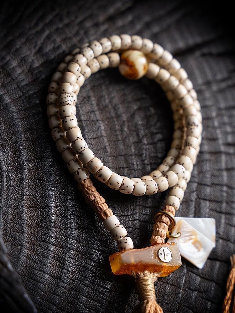 Tibetan 108 Star Moon Bodhi Seed Mala Original White Space Design Buddhist Prayer Beads Meditation Wrap Bracelet for Women