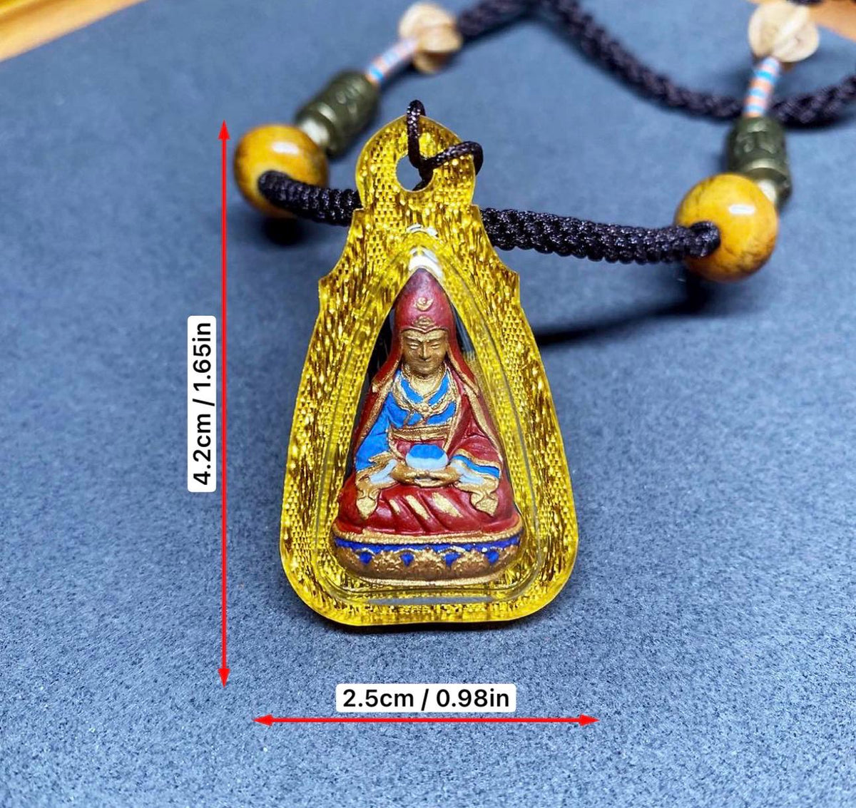 Hand-Painted Medicine Buddha Pendant Tibetan Tsa Tsa Necklace Mini Thangka Amulet Genuine Mineral Pigments Sacred Himalayan Spiritual Gift