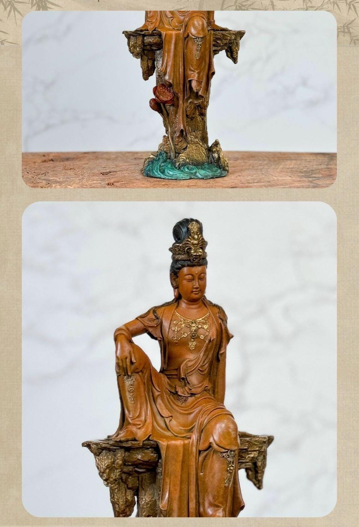 Solid Brass Guanyin Statue, Buddhist Avalokiteshvara Sculpture, Zen Home Decor, Mindfulness Meditation Altar, Feng Shui Gift, Bodhisattva