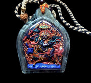 Hand Painted Palden Lhamo Thangka Pendant, Tibetan Tsa Tsa Amulet Necklace, Mineral Pigments Buddhist Talisman, Shri Devi Protection Gift