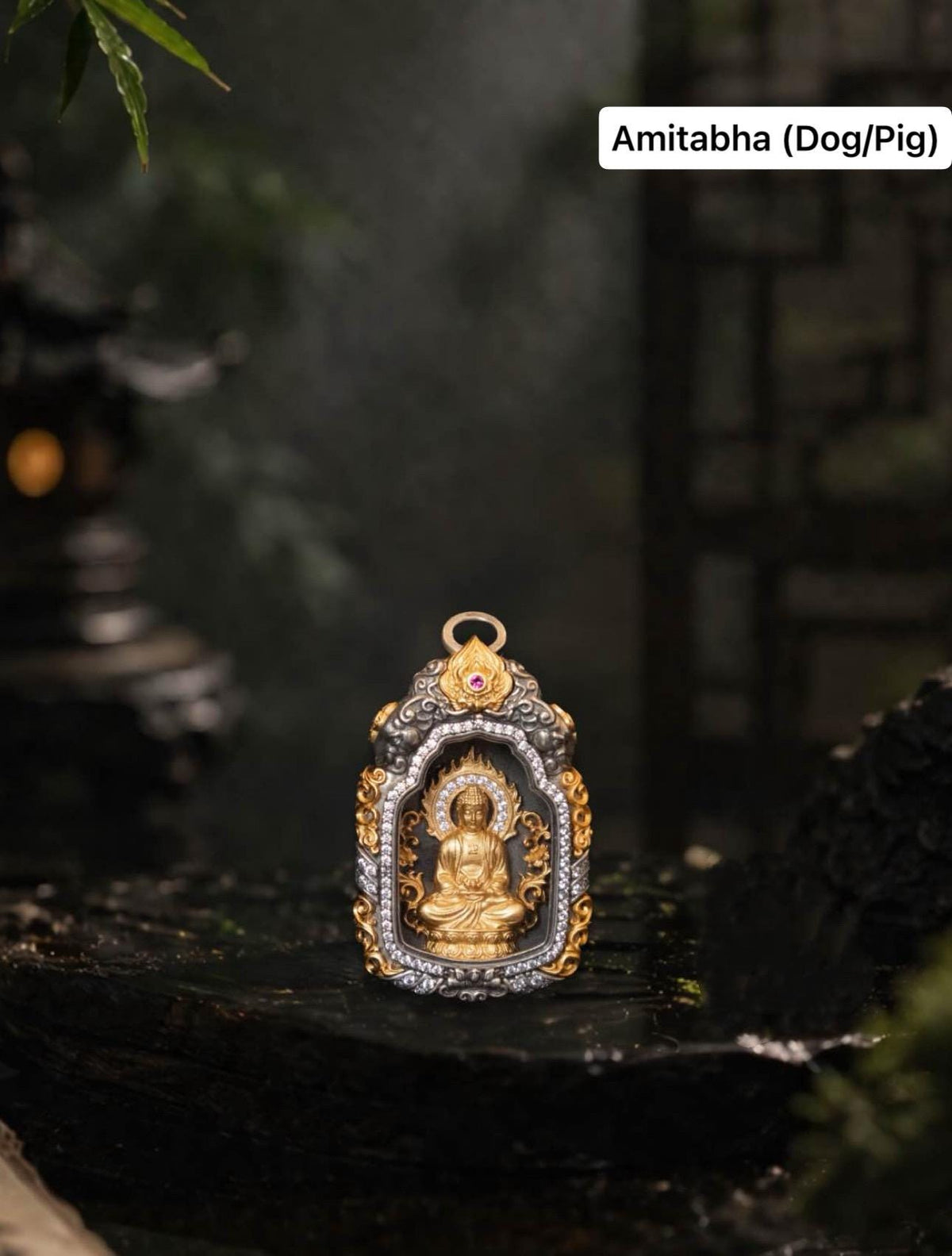 Buddhist Zodiac Guardian Amulet Necklace 24K Gold Over Sterling Silver Tibetan Protection Talisman Shurangama Mantra Gau Box Spiritual Gift