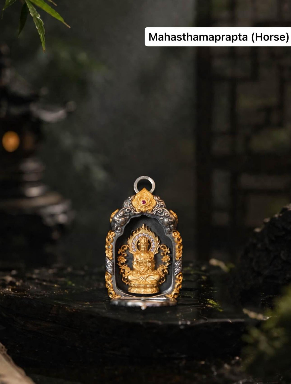 Buddhist Zodiac Guardian Amulet Necklace 24K Gold Over Sterling Silver Tibetan Protection Talisman Shurangama Mantra Gau Box Spiritual Gift