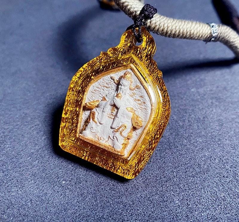 Handpainted Dragon Fifth Lord Tsa Tsa, Tibetan Wealth Dragon King Amulet, Mineral Pigment Gau Box Pendant, Miniature Thangka Gift