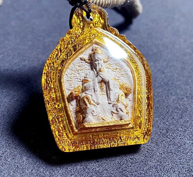 Handpainted Dragon Fifth Lord Tsa Tsa, Tibetan Wealth Dragon King Amulet, Mineral Pigment Gau Box Pendant, Miniature Thangka Gift