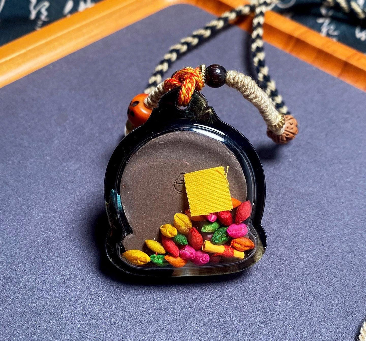 Handpainted Vaisravana Tsa Tsa, Tibetan Wealth King Clay Amulet, Mineral Pigment Gau Box Pendant, Miniature Thangka Gift