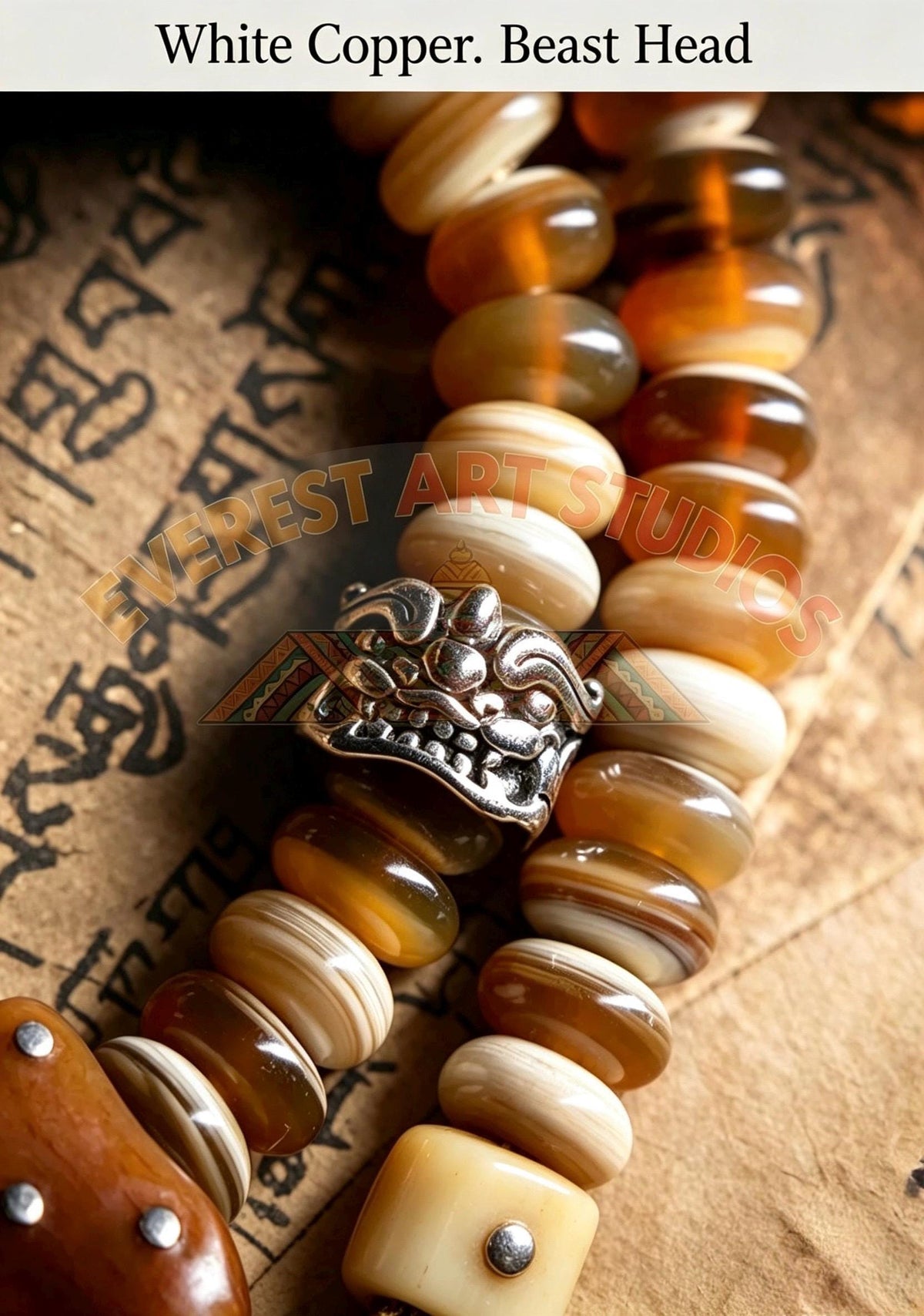 EverestArtStudios Tibetan-Style Twisted Goat Horn Mala Bracelet | 108 Beads | Original Design | Handmade Buddhist Prayer Beads