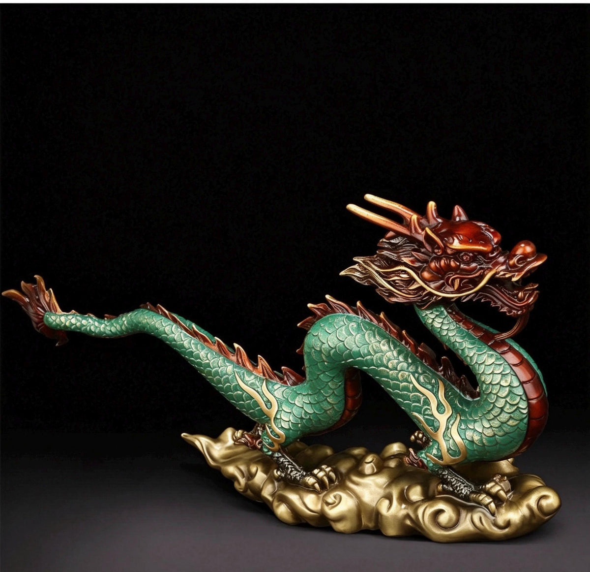 Brass Azure Dragon Statue, Feng Shui Wealth Mascot for Office & Living Room, Business Prosperity Decor Gift