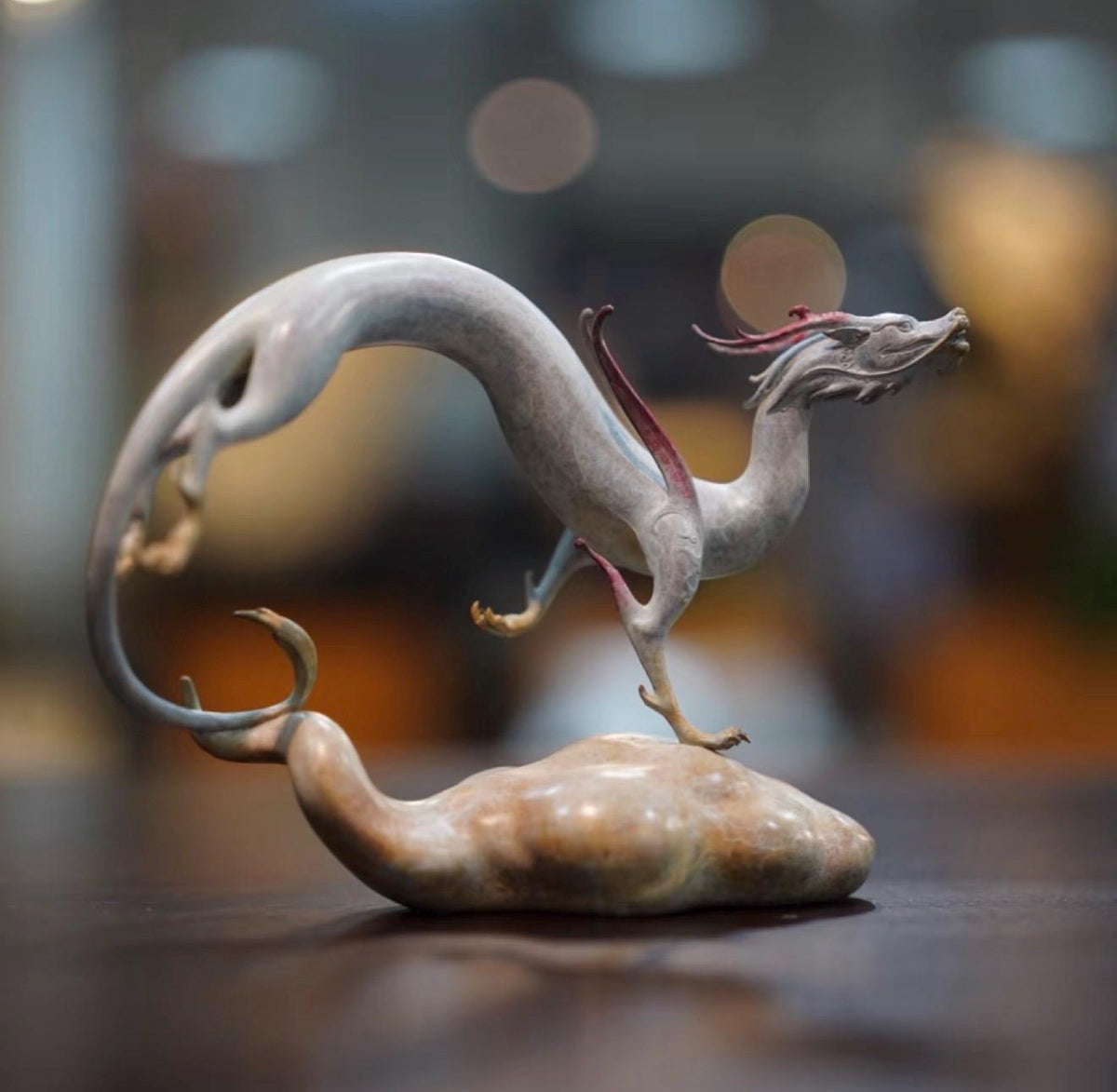 EverestArtStudios Roaming Chinese Dragon Sculpture Hand-Cast Oriental Art Decor