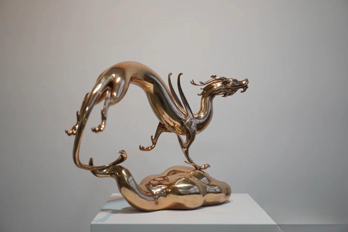 EverestArtStudios Roaming Chinese Dragon Sculpture Hand-Cast Oriental Art Decor