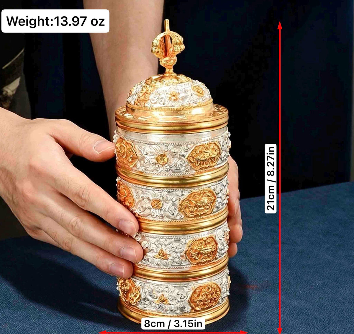 Nepali Handcrafted Copper Gold Silver Plated Bumpa Vase, Tibetan Ritual Water Pitcher, Himalayan Sacred Holy Water Pot Altar Decor