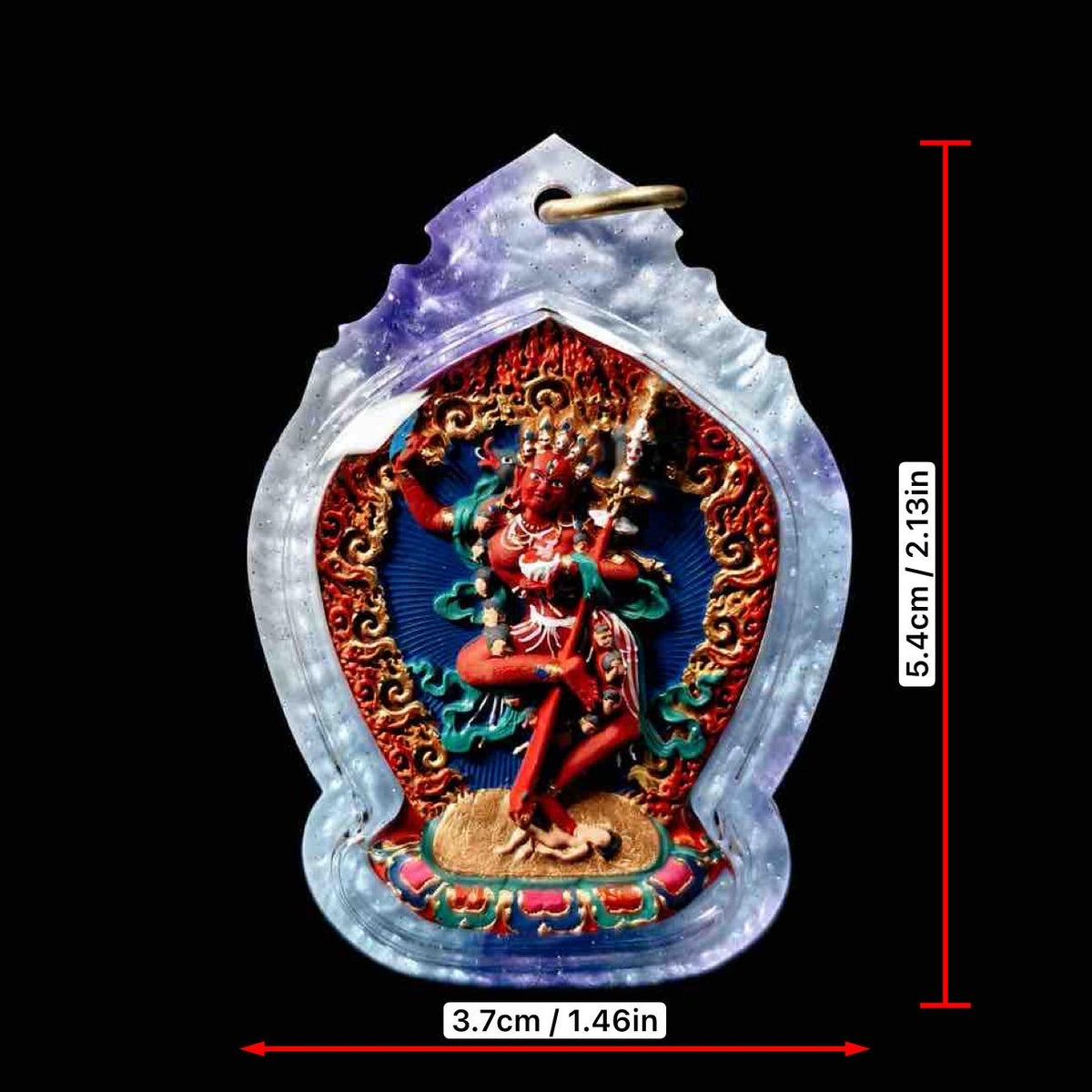 Handpainted Vajravarahi Tsa Tsa Pendant, Tibetan Diamond Sow Amulet, Laser Cut Waterproof Case Sacred Buddhist Protection Gift