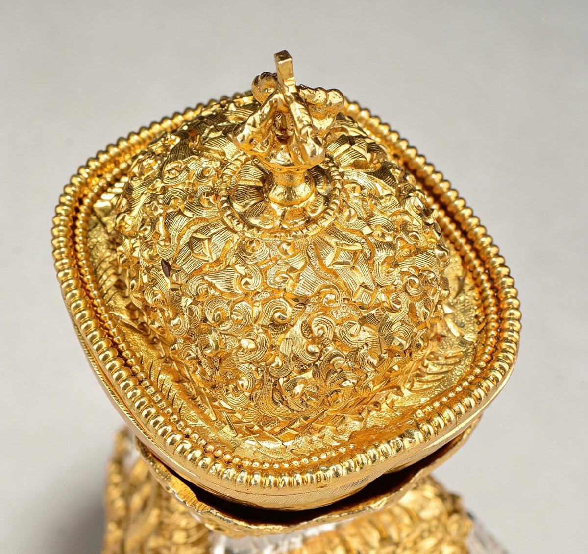 Handcrafted Nepalese Brass Topa Offering Bowl, Gilt Gold Silver Finish Tibetan Shrine Decor, Altar Vessel Home Ornament