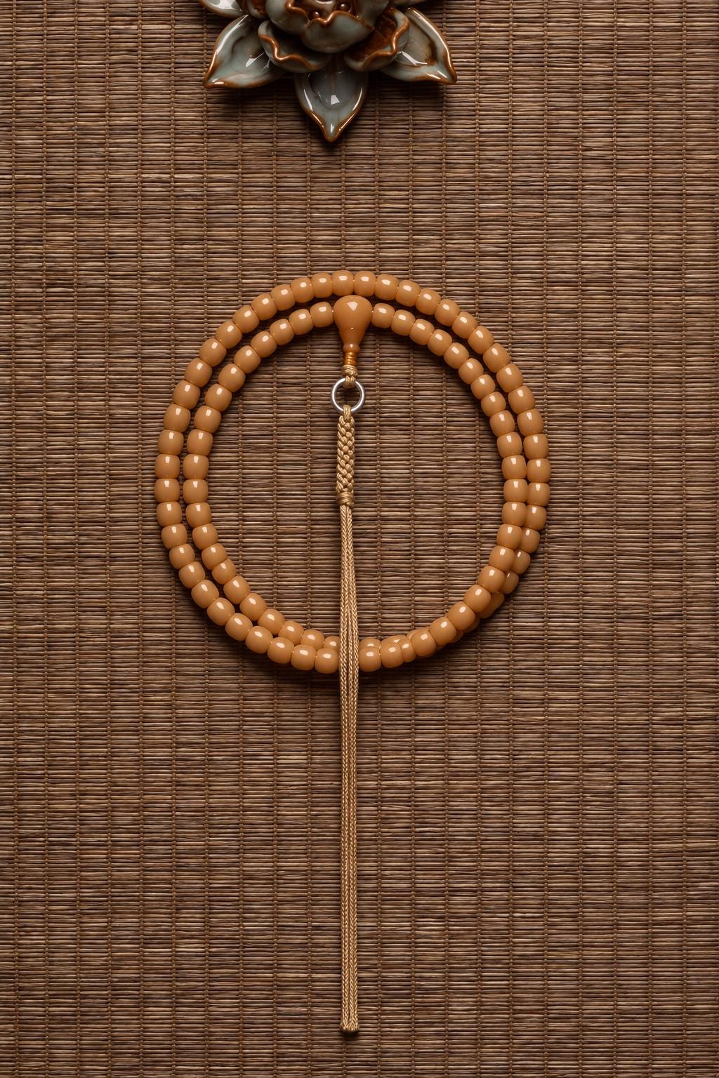 108 Bead Bodhi Root Mala Necklace, Natural Old Bodhi Seed Buddhist Prayer Beads, 925 Silver Tassel Meditation Rosary, Spiritual Gift
