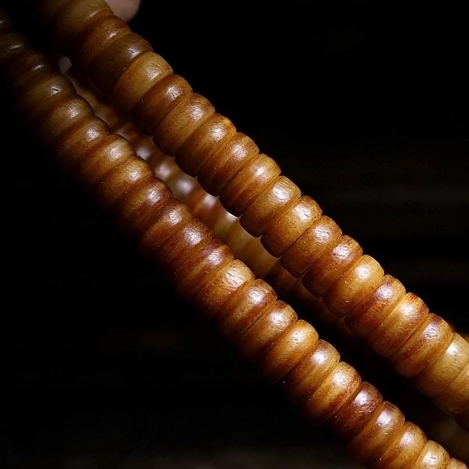 EverestArtStudios 108-Bead Yak Bone Mala Necklace, 12mm Tibetan-Style Prayer Beads, Counters and Pendants