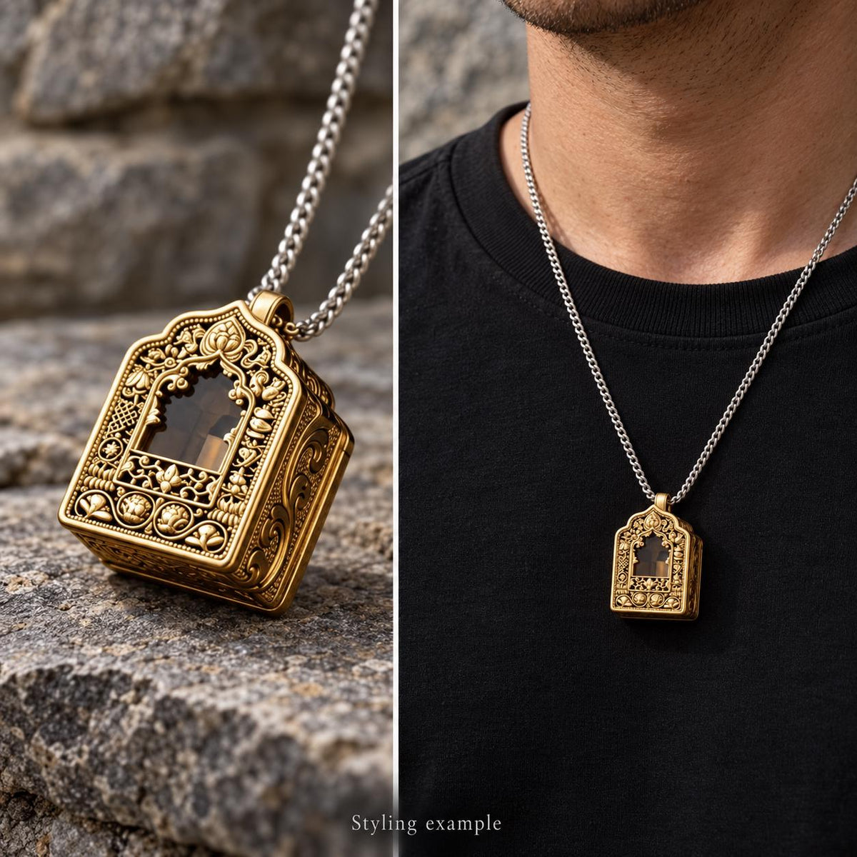 Buddhist Gau Shrine Pendant, Miniature Deity Figure and Ornate Case, 12 Options — image 4