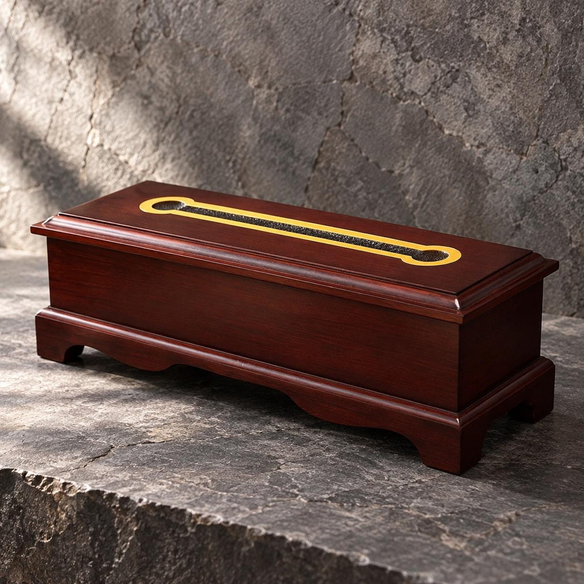 Tibetan Wood Incense Burner Box, Eight Auspicious Symbols, Hinged Lid and Steel Insert, 3 Sizes — image 3