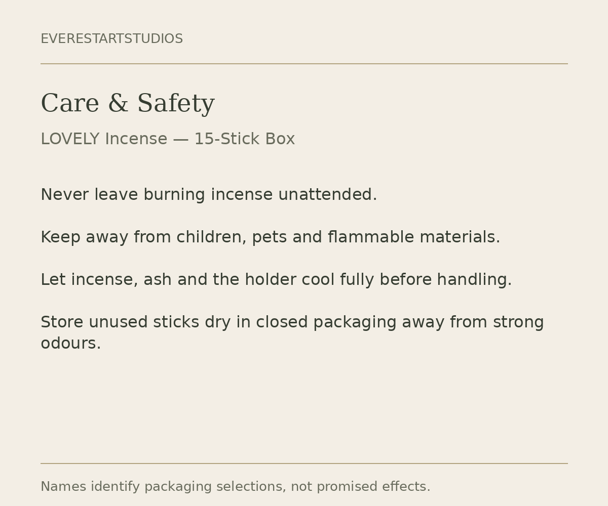 LOVELY 15-stick incense box: care