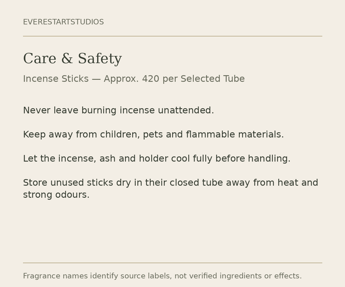 Single-tube incense approx420sticks: care